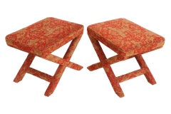 Billy Baldwin Style X-Base Ottomans, Pair