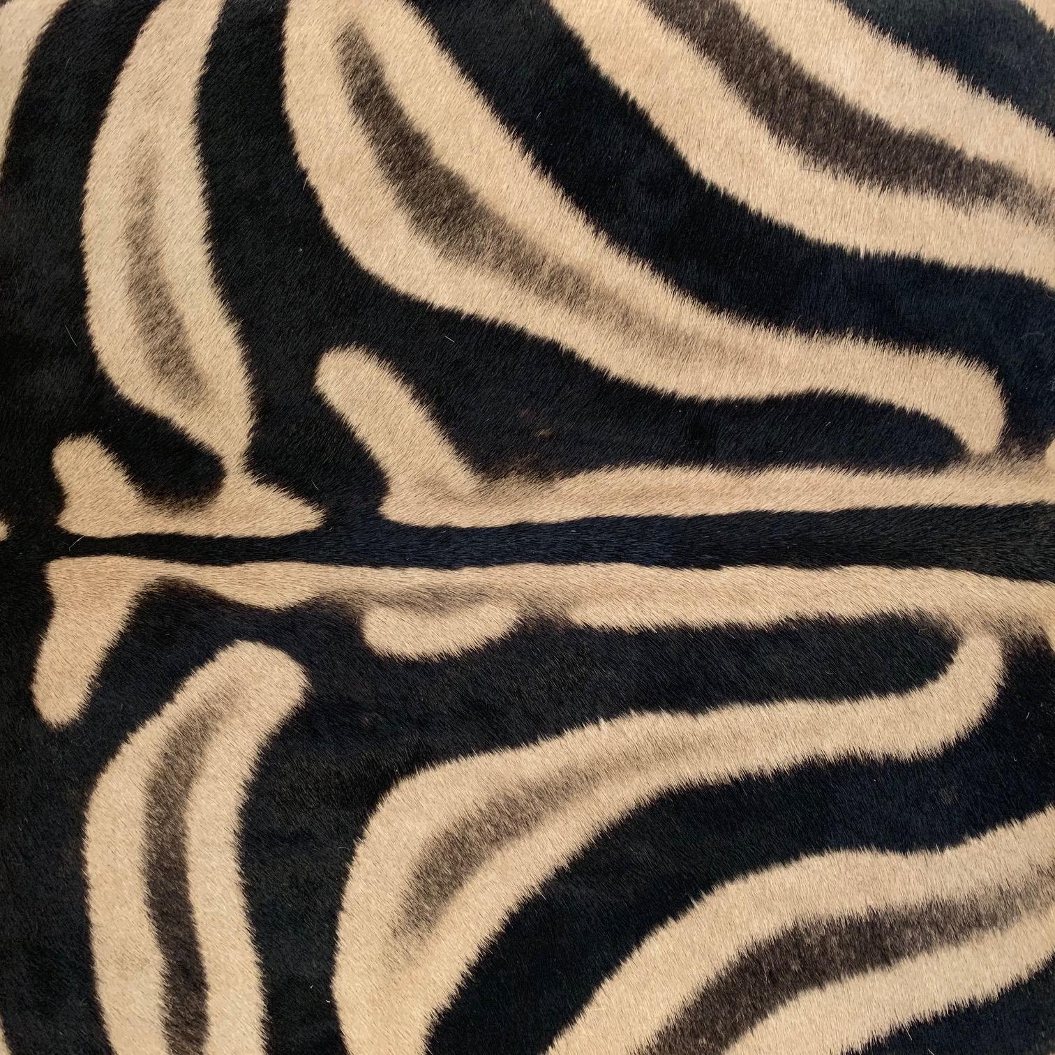 Modern Billy Baldwin Style X-Benches Restored in Zebra Hide, Pair