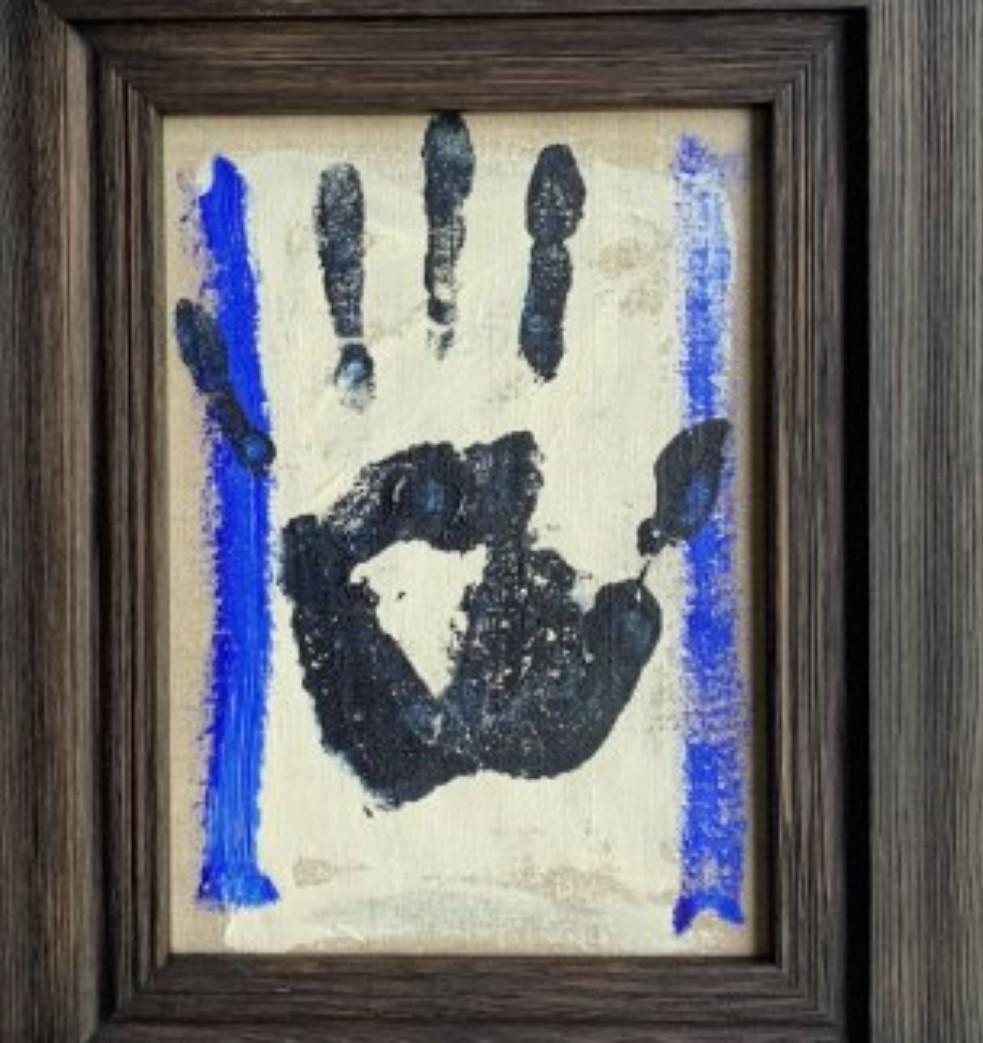 Self-Portrait (Blaue Hand) von Billy Childish im Angebot 1