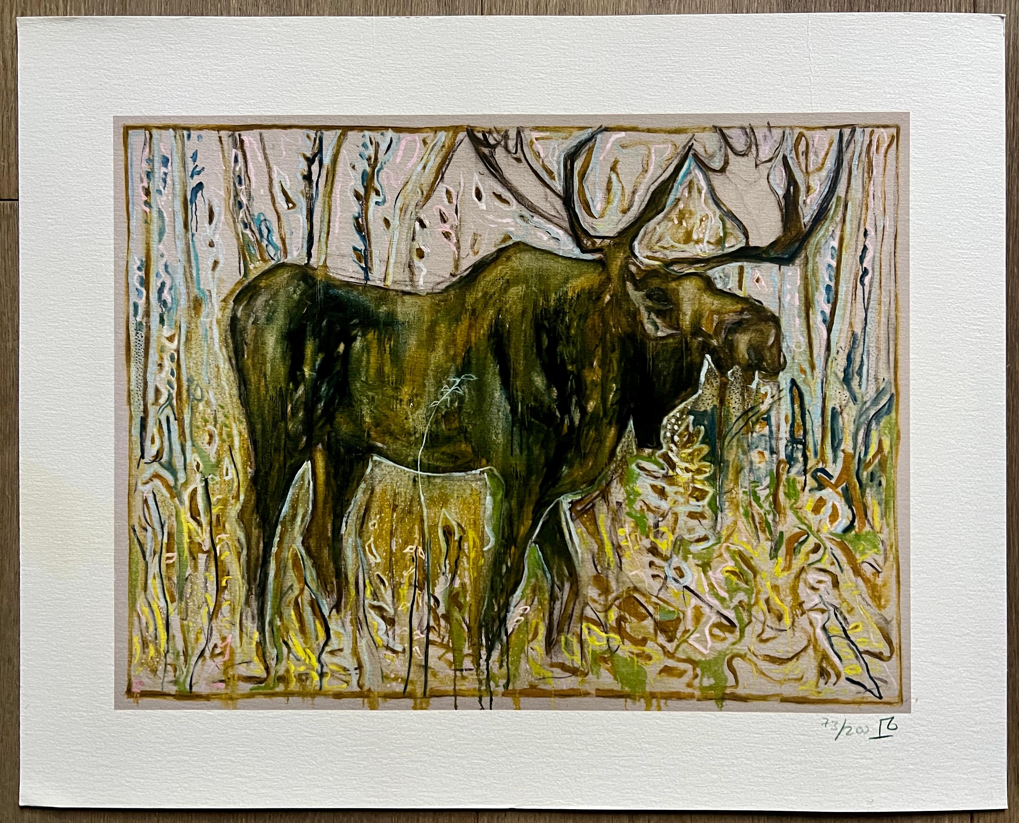 Moose, 2020
Archival print on heavy matt stock
30.5 x 38 cm
Edition of 200 
signed and numbered by the artist

Billy Childish is a prolific British artist, musician, and writer known for his raw, expressive style in both his visual art and music. As