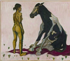 Girl with Sitting Horse By Billy Childish