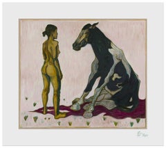 Girl with Sitting Horse By Billy Childish