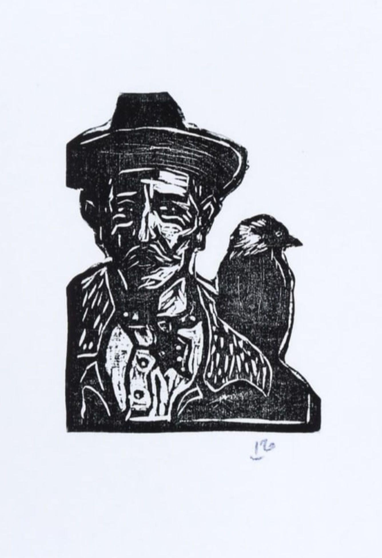 Man With Jackdaw By Billy Childish For Sale 2