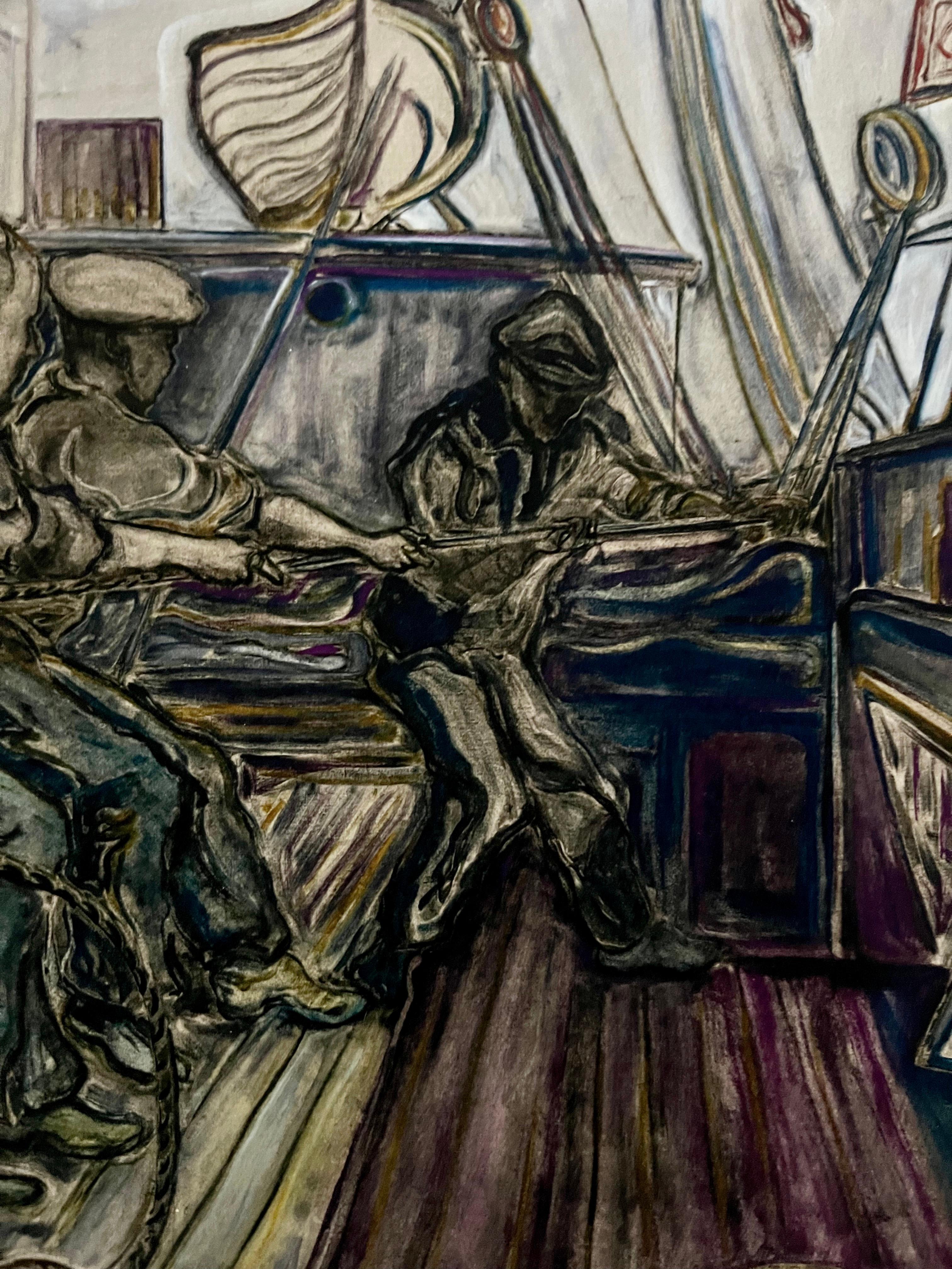 Men Hoisting Sails - Contemporary Print by Billy Childish