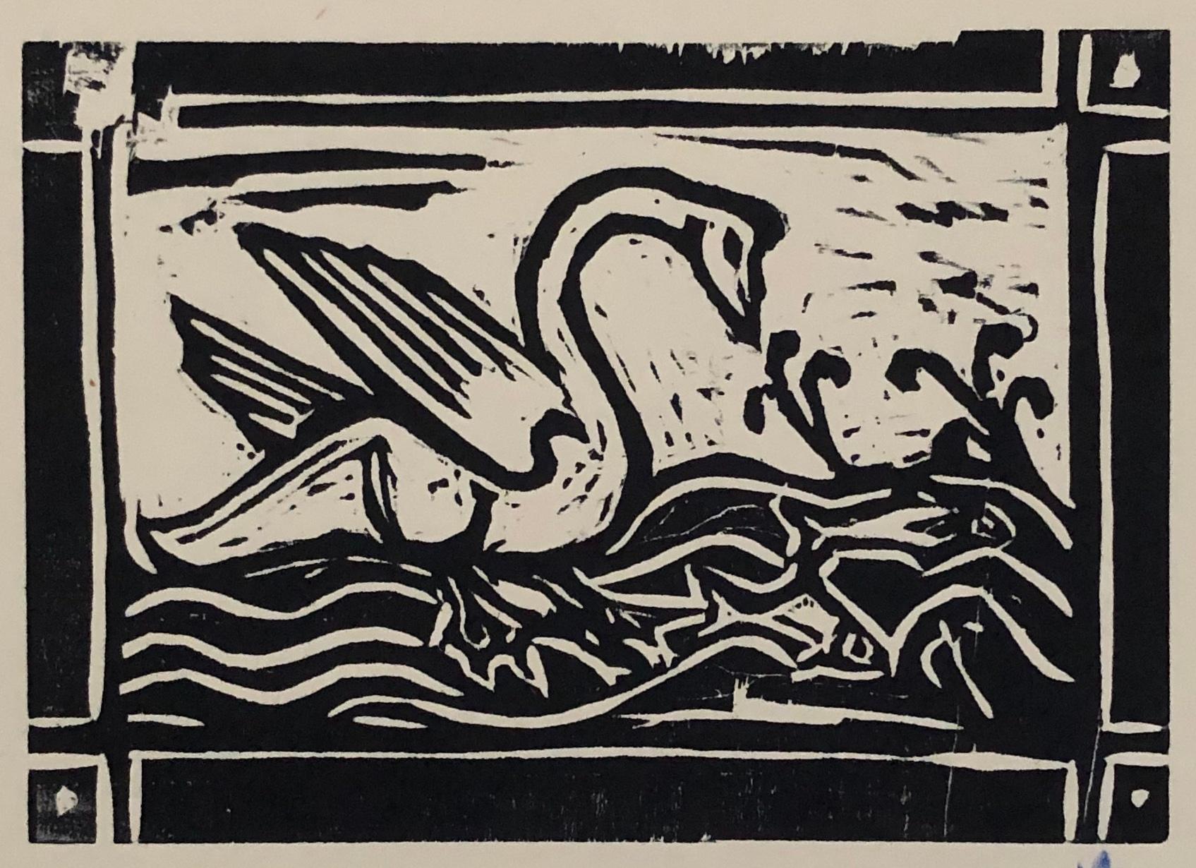 Cigno e pesce - Print di Billy Childish