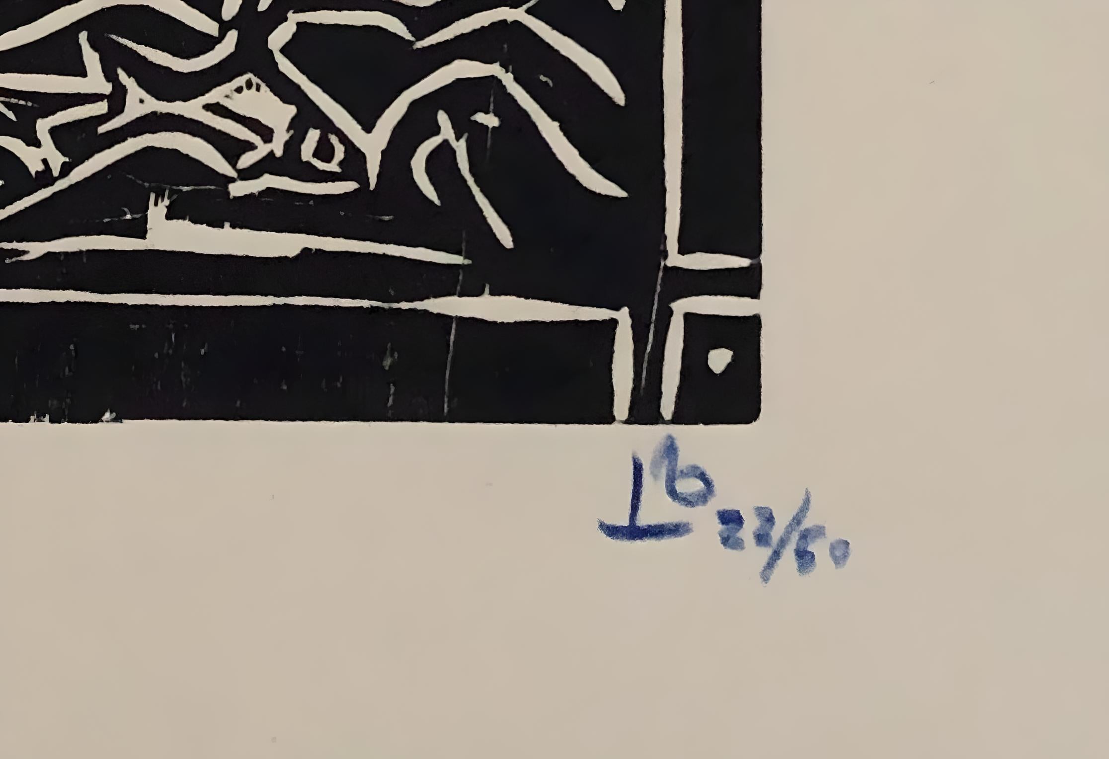 Cigno e pesce - Print Contemporaneo di Billy Childish