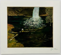 Swimmer and Waterfall - Archival Print, Signed Edition of 200