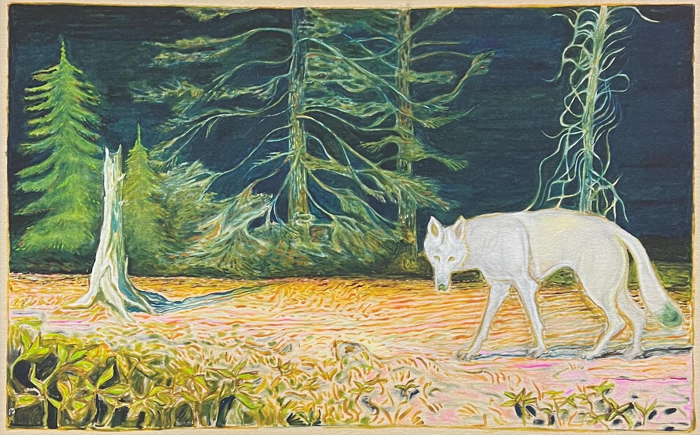 White Wolf - Animal Print Bianco di Billy Childish