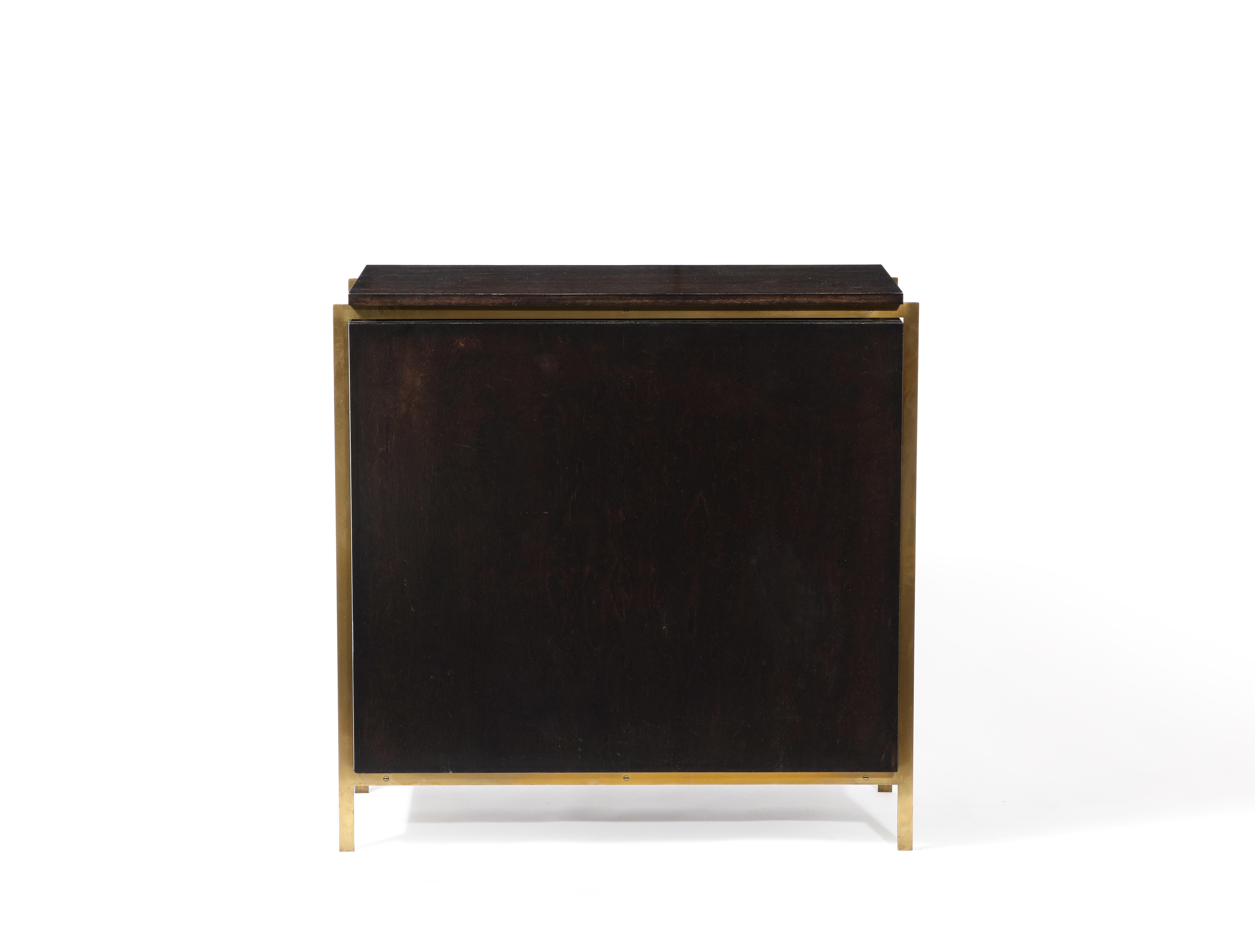 Billy Cotton Modernist Credenza in Brass, Dark Wood and Lacquer, USA 2014 2