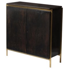 Billy Cotton Credenza modernista in ottone, legno scuro e lacca, USA 2014
