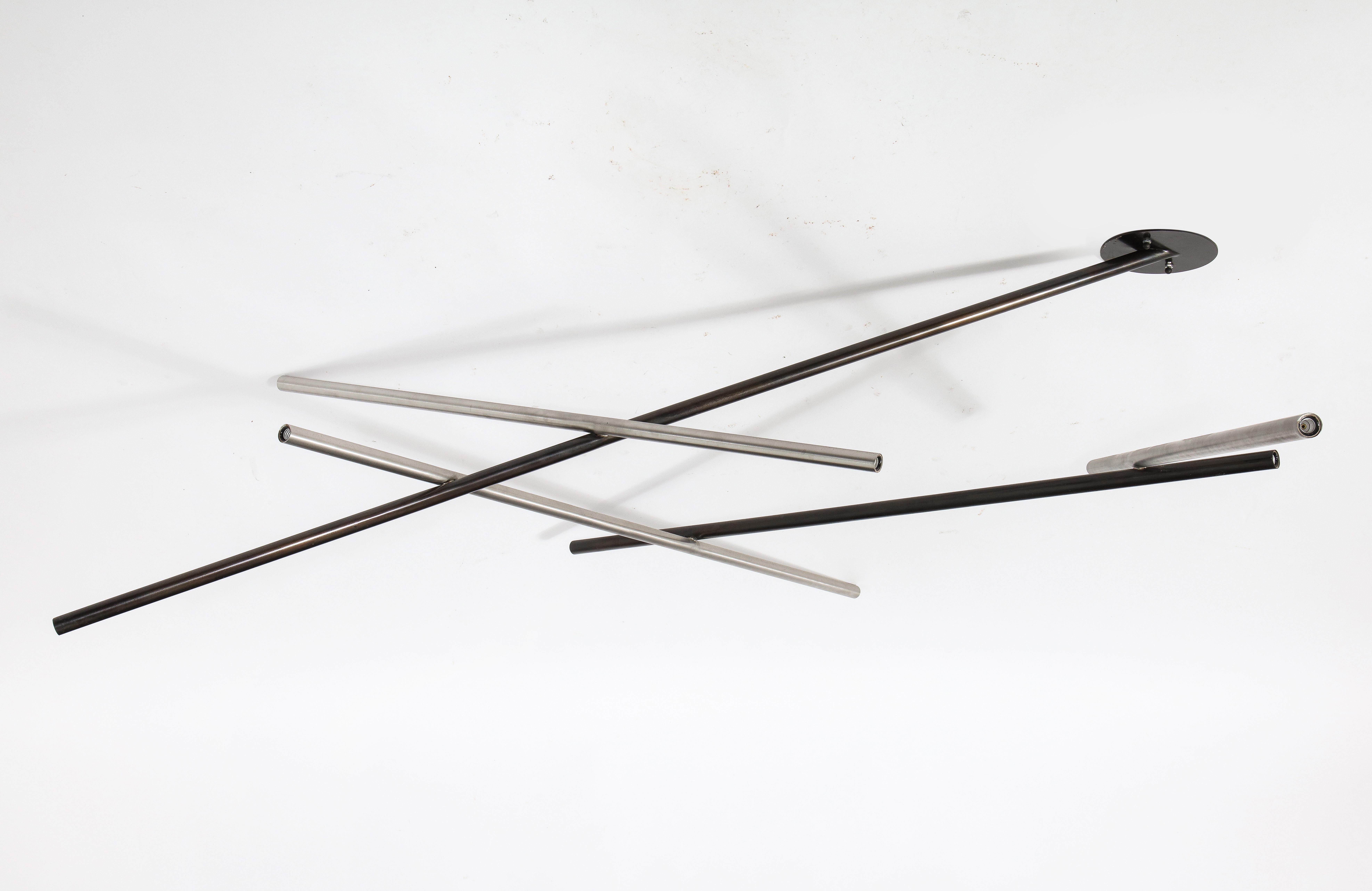 Billy Cotton Pick-Up Stick Chandelier in Nickel & Bronze, USA 2014 For Sale 9