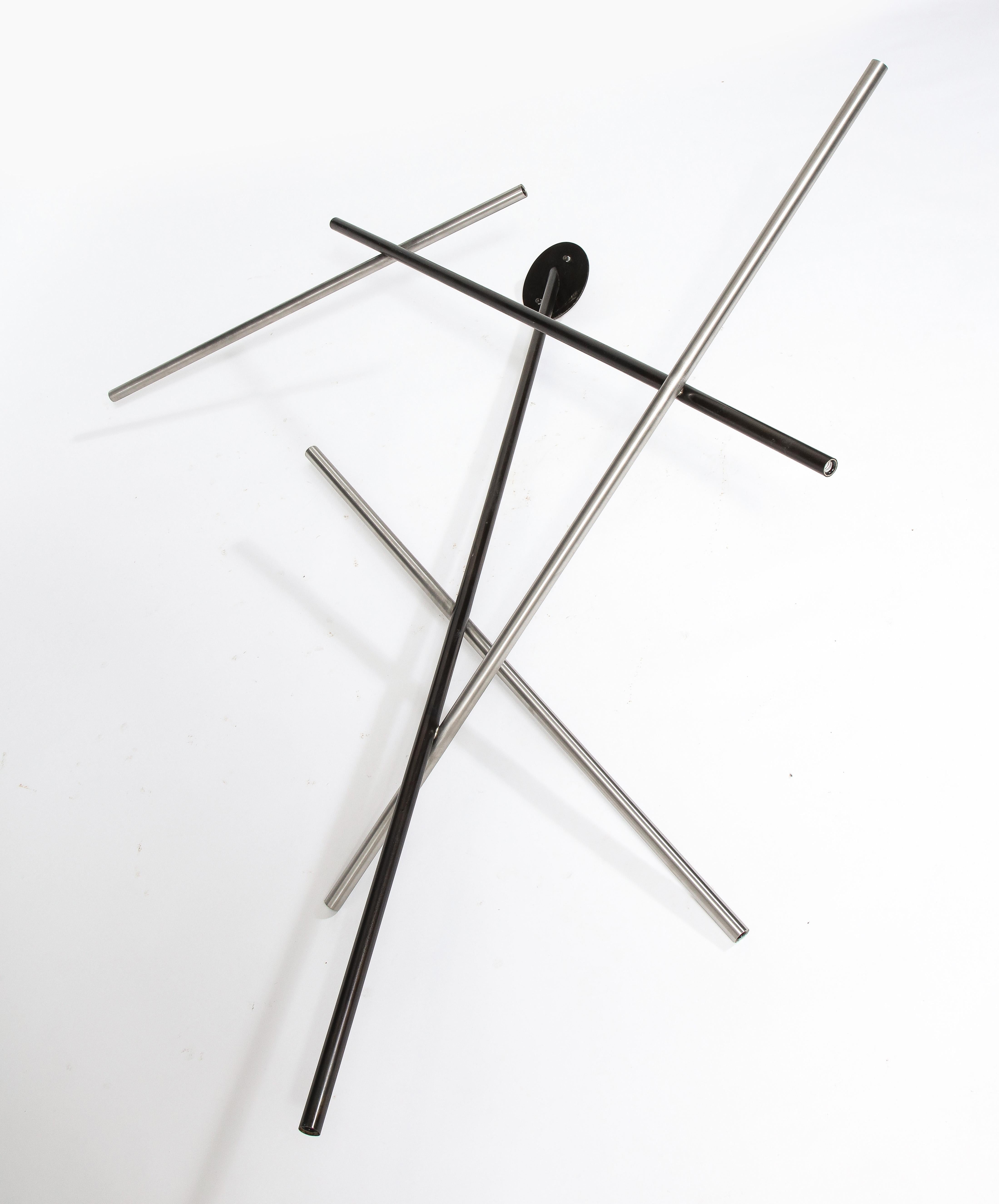 Billy Cotton Pick-Up Stick Chandelier in Nickel & Bronze, USA 2014 In Good Condition For Sale In New York, NY