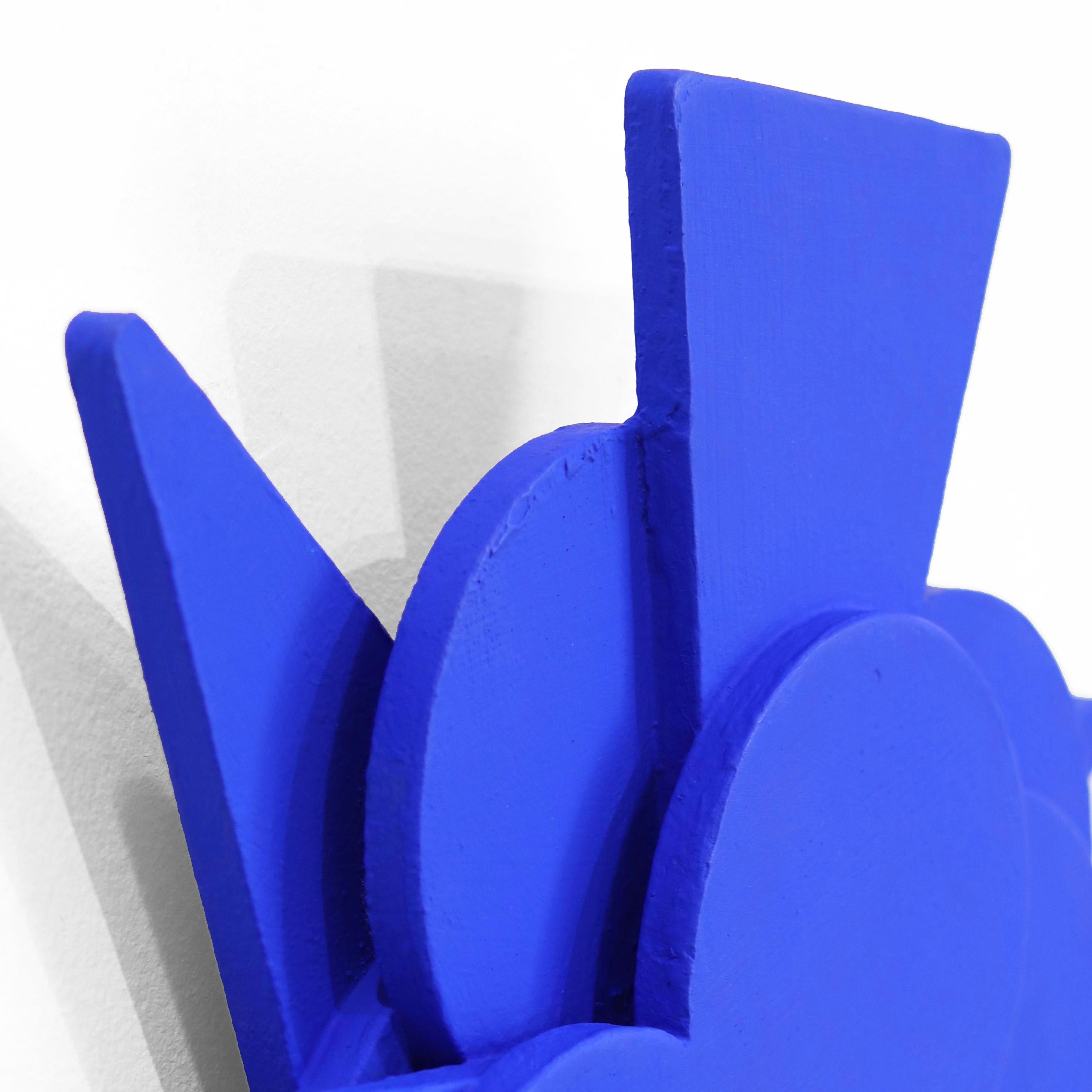 Blanco Blue - Minimalist Geometric Three-Dimensional Blue Wall Sculpture For Sale 1