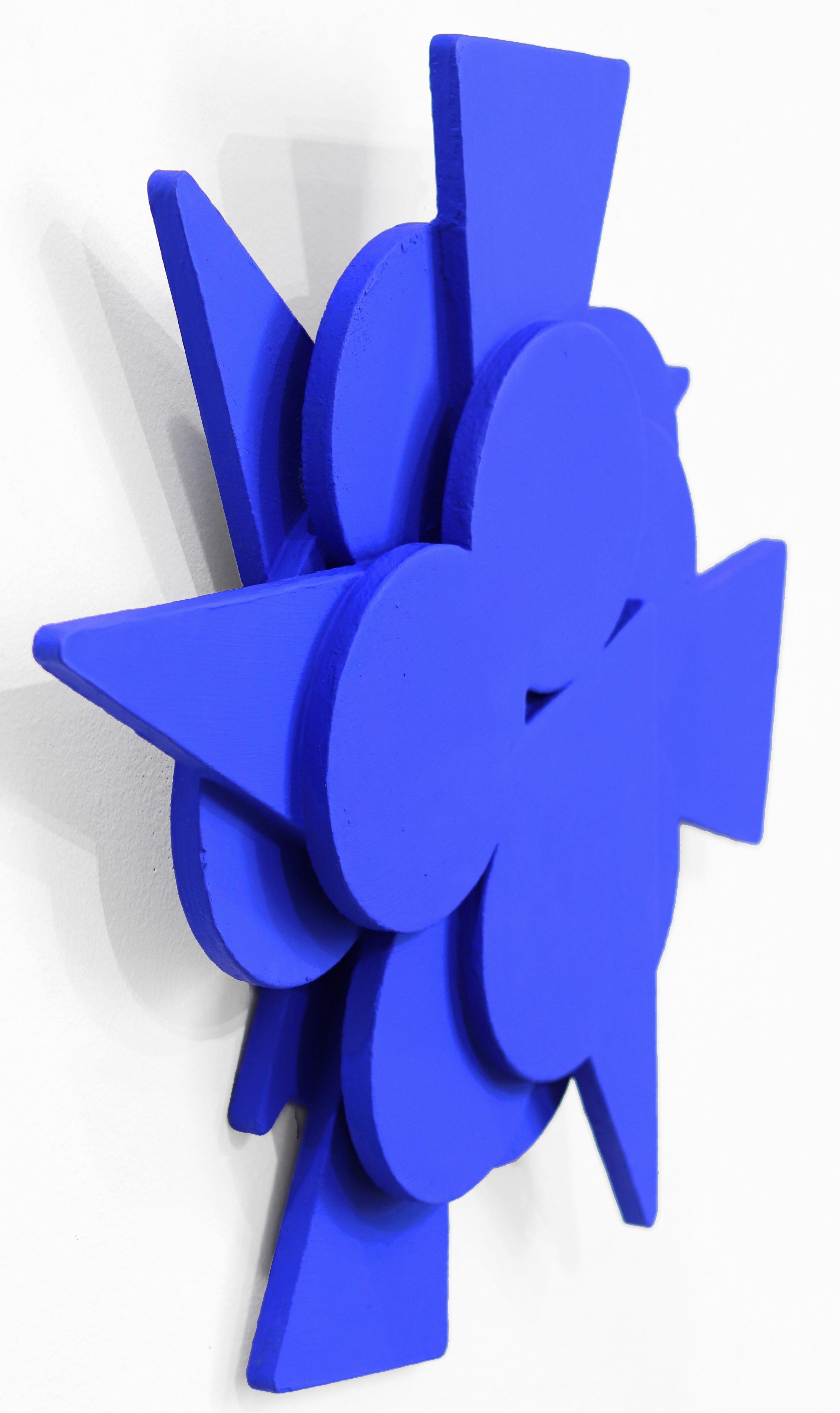 Blanco Blue - Minimalist Geometric Three-Dimensional Blue Wall Sculpture For Sale 6