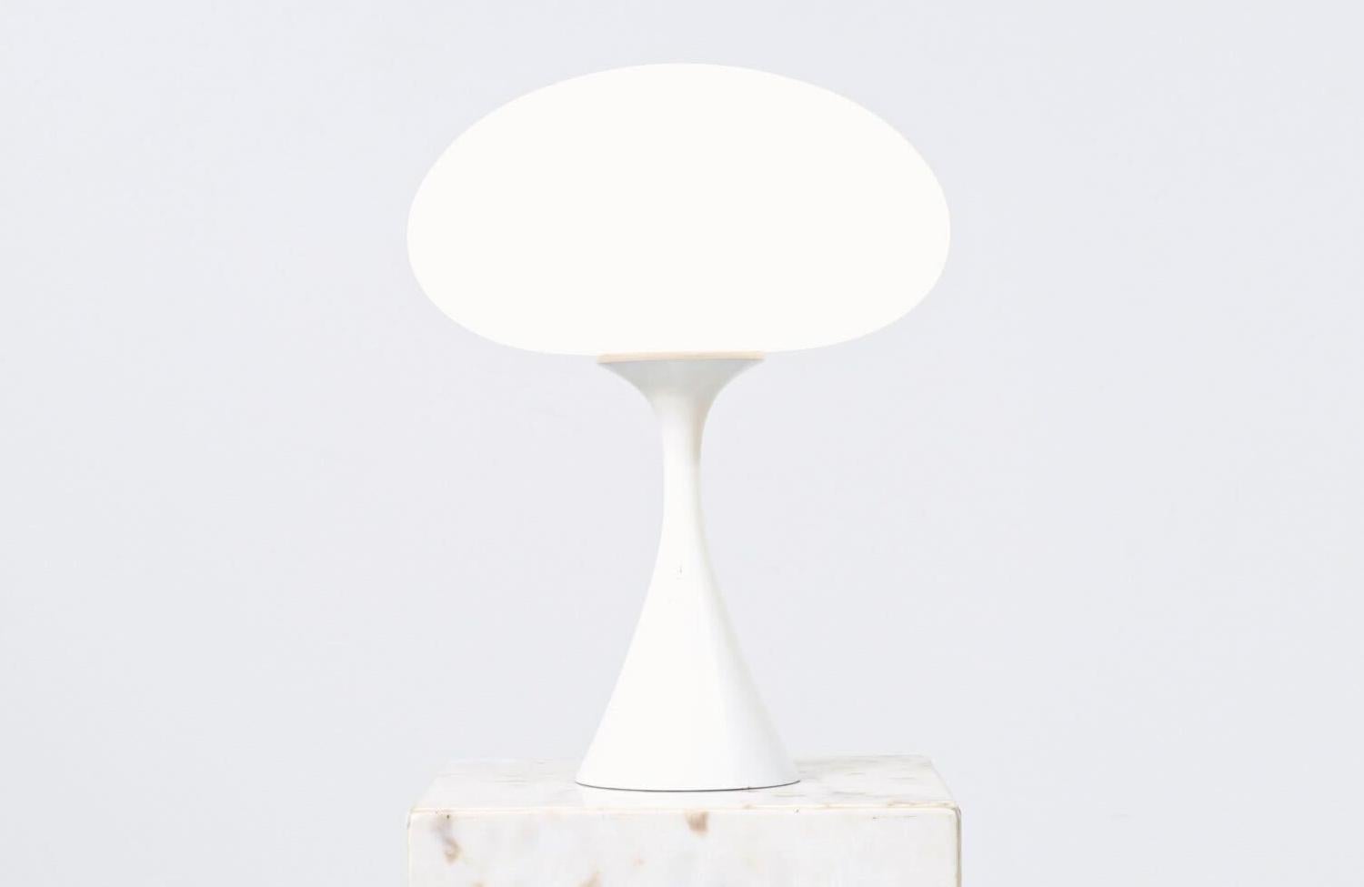 Billy Curry “Mushroom” Frosted glass table lamp for Laurel.