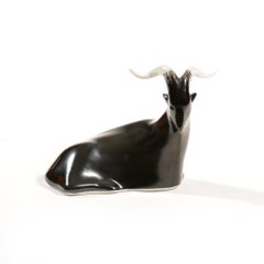 Billy Goat Porcelain Scupture By Royal Dux Czech Republic Circa 1960