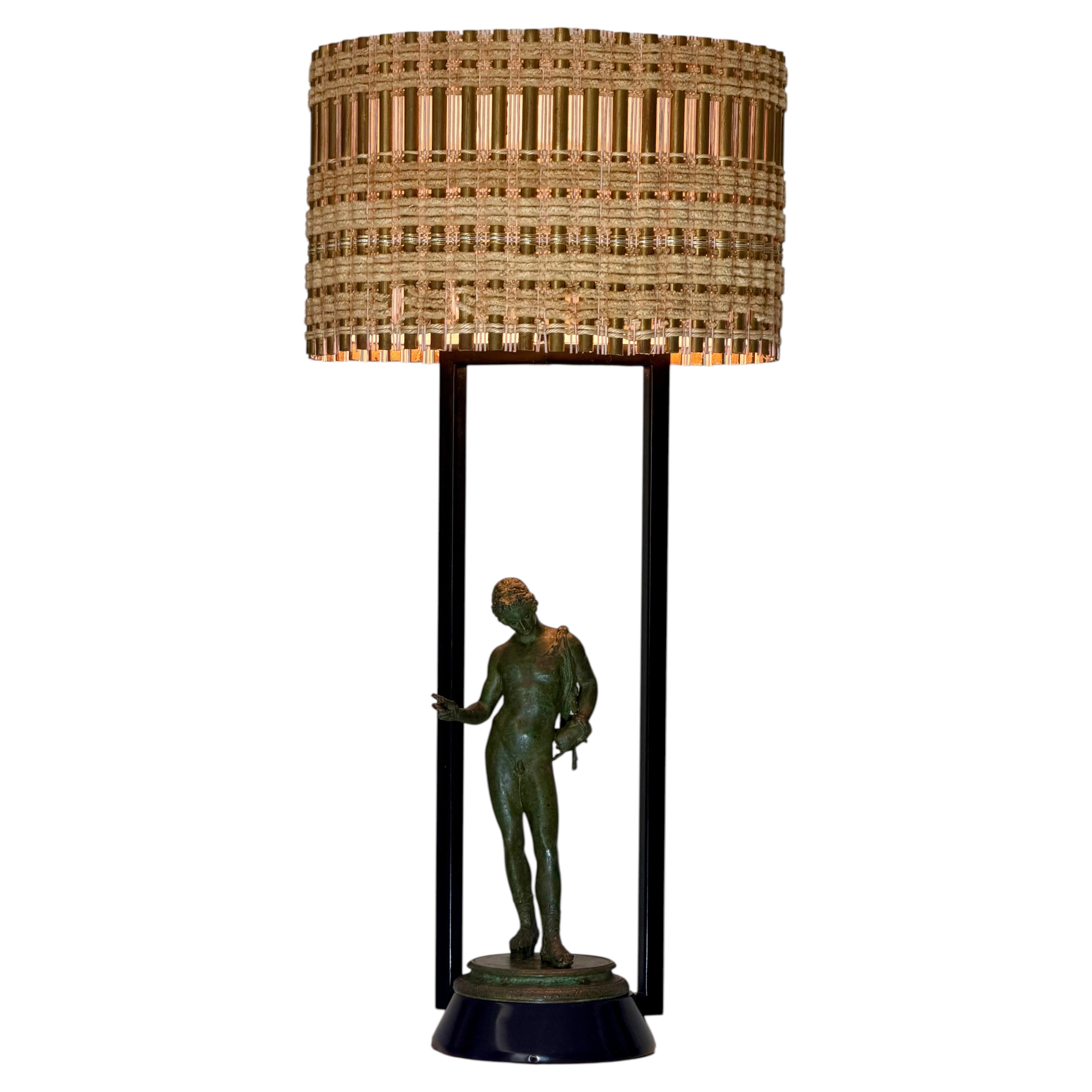 Billy Haines Architectural Table Lamp with Grand Tour Bronze Figure of Narcissus