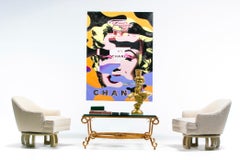 Billy Haines Hollywood Regency Sedie da salotto girevoli in mogano con bouclé crema