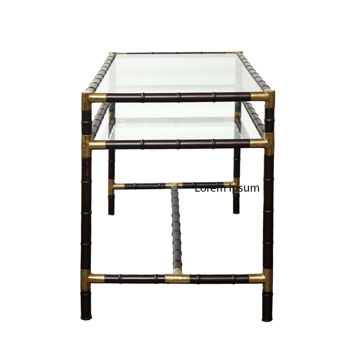 Mid-Century Modern Billy Haines Iconic Faux Bamboo and Glass Table 1970