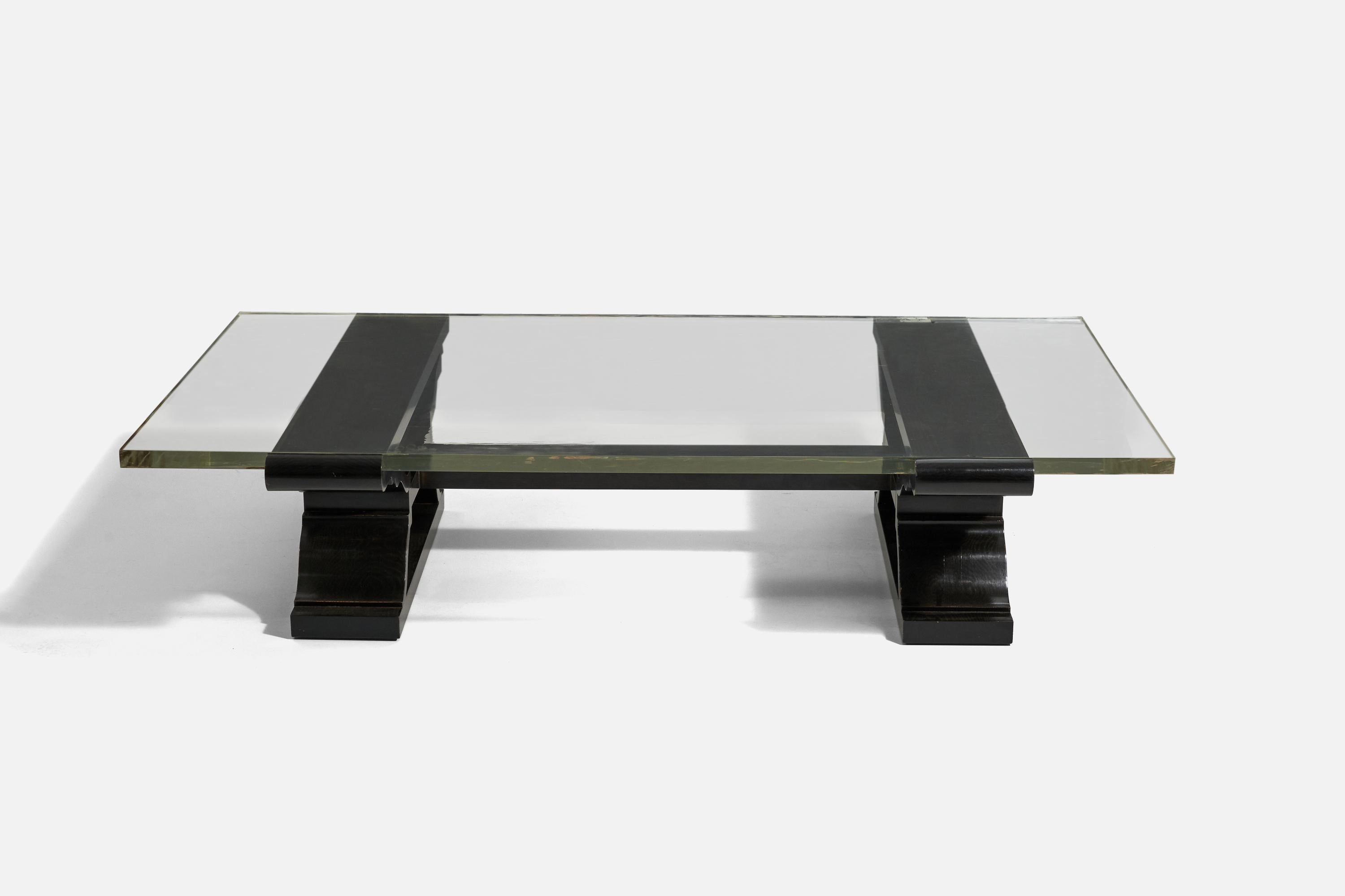 American Billy Haines Attribution Large Coffee Table, Acrylic, Wood, America, c. 1960s For Sale