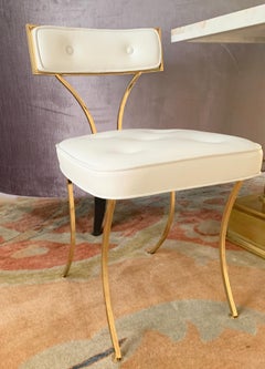 Billy Haines Polished Brass Vanity Chair with Mongolian Lamb