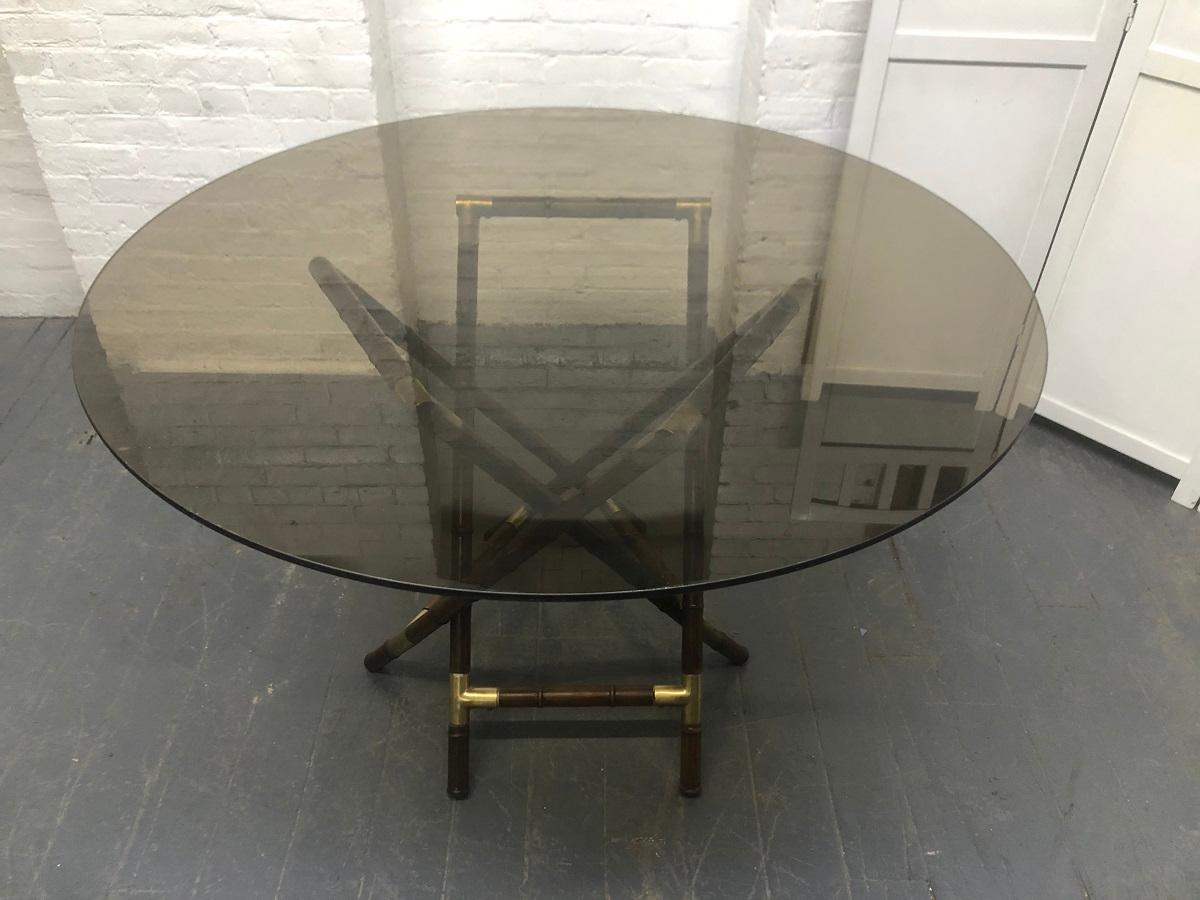 Billy Haines Style Faux Bamboo and Bronze Dining Set In Good Condition For Sale In New York, NY
