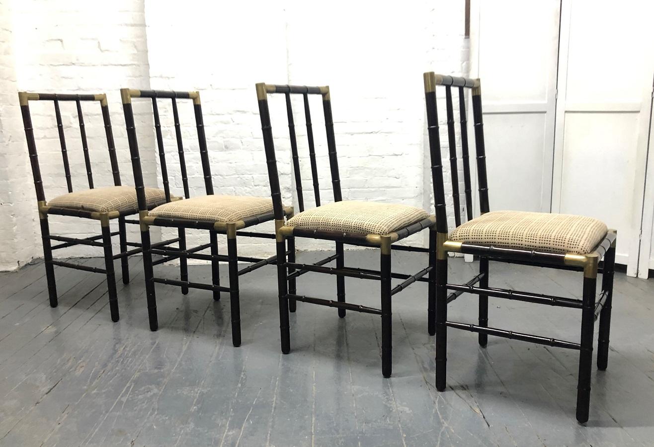 Late 20th Century Billy Haines Style Faux Bamboo and Bronze Dining Set For Sale