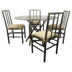 Vintage Billy Haines Style Faux Bamboo and Bronze Dining Set