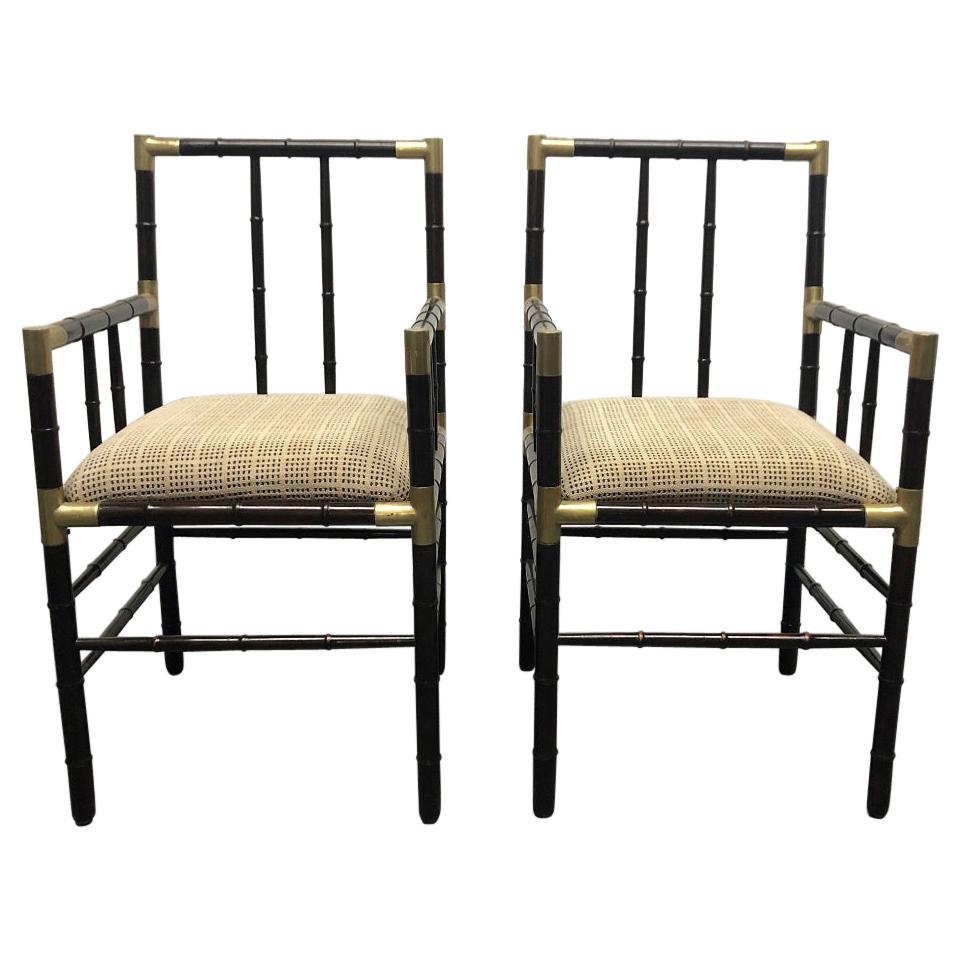 Billy Haines Style Faux Bamboo Armchairs For Sale