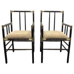 Vintage Billy Haines Style Faux Bamboo Armchairs