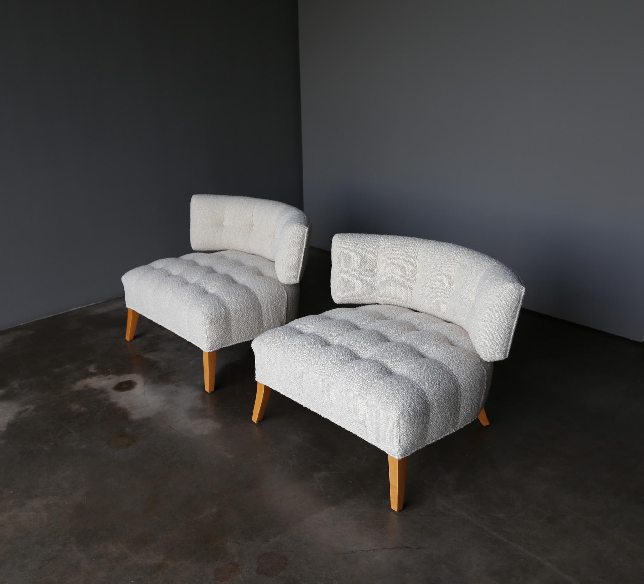 Billy Haines Style Klismos Lounge Chairs, United States, c.1955.  This pair has has been professionally restored.  