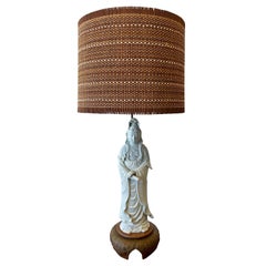 Billy Haines style Porcelain Biscuit Lamp w/ Maria Kipp Vintage Shade