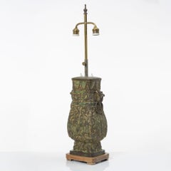 Billy Haines style Table Lamp in bronze "vert de gris" patina 1960s