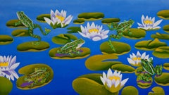 Froschflocken und blühende Lilien