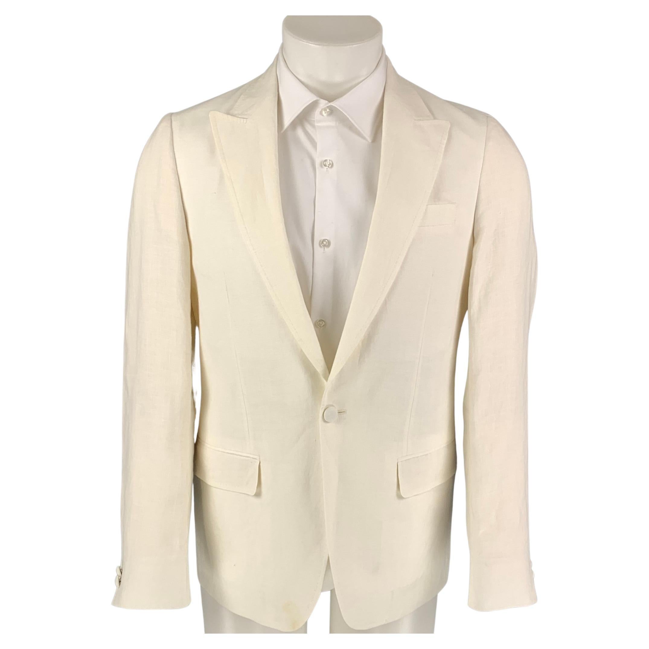 White Horizontal Mink Bolero Jacket with Oversized Shawl Collar at ...