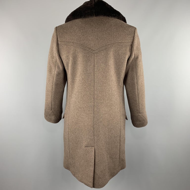 BILLY REID Size L Brown Cashmere Nutria Fur Lapel Double Breasted Coat ...