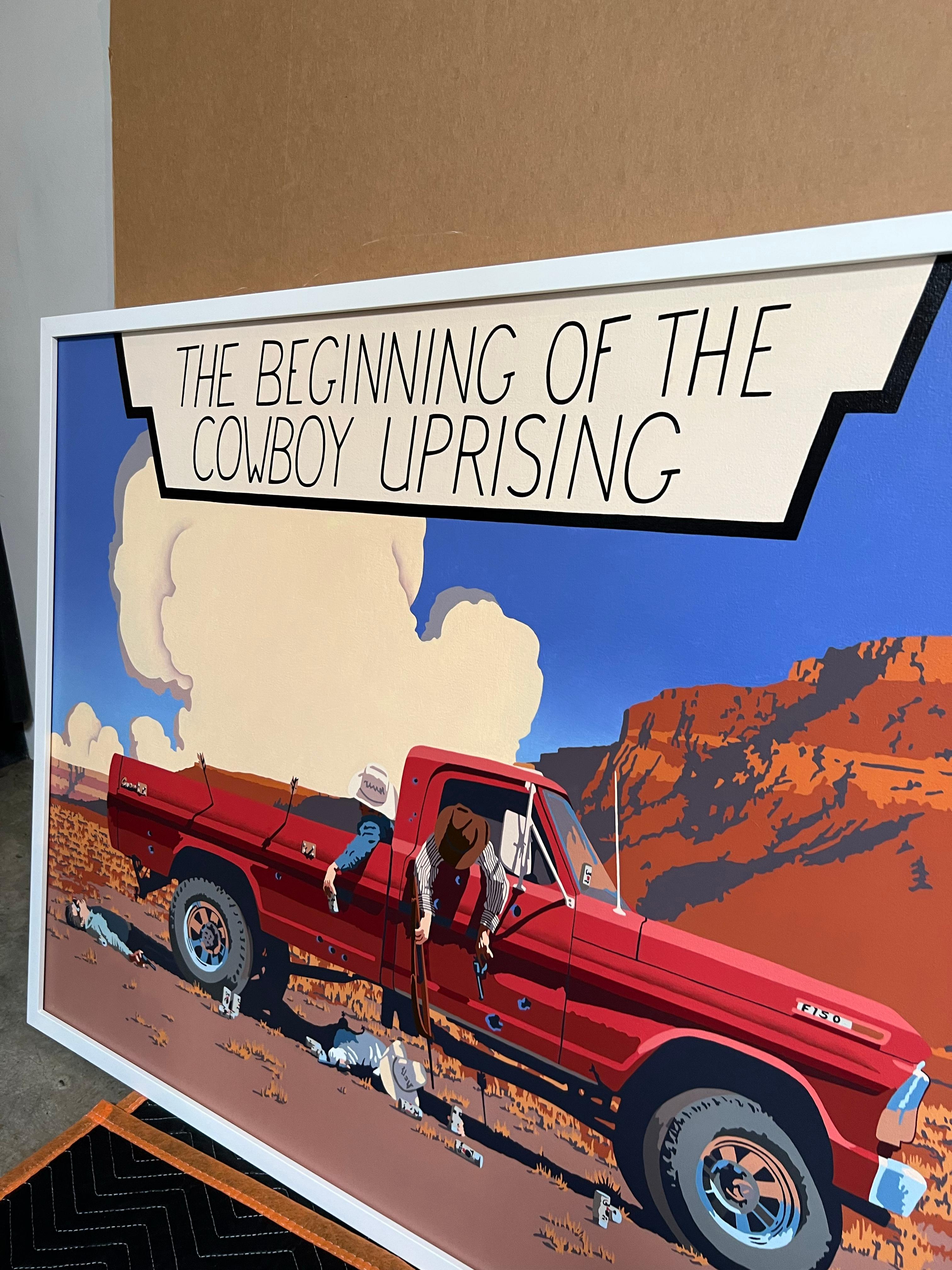 Cowboy Uprising, 2023_Billy Schenck_Oil/Canvas_ Figurative/Text/Pop Western For Sale 2