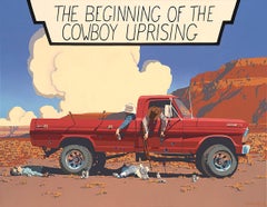 Cowboy Uprising, 2023_Billy Schenck_Oil/Canvas_ Figurative/Text/Pop Western