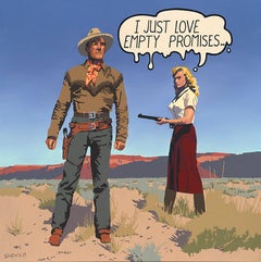 Empty Promises, 2023_Billy Schenck_Oil/Canvas_ Figurative/Text/Pop Western