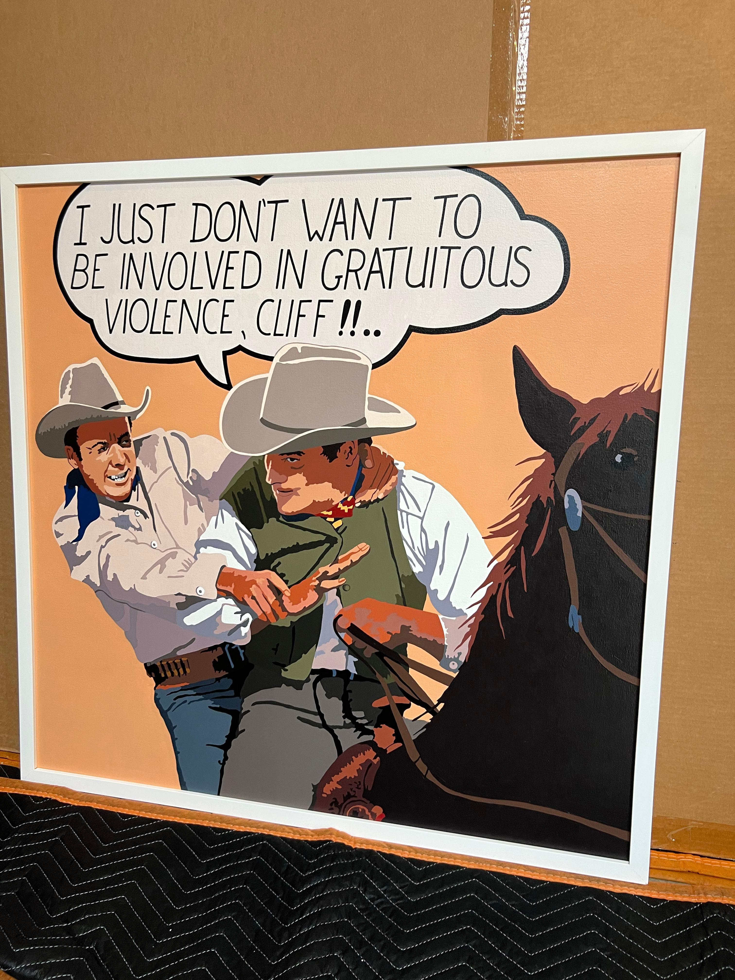 Violence gratuite_Billy Schenck_Huile/Canvas_ Figurative/Text/Pop Western en vente 10