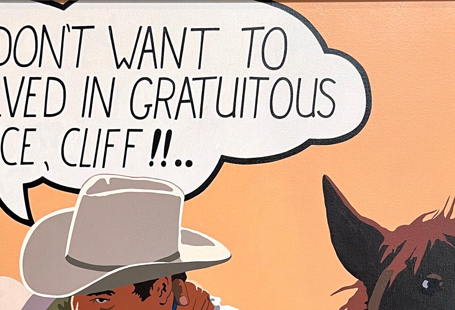 Violence gratuite_Billy Schenck_Huile/Canvas_ Figurative/Text/Pop Western en vente 2