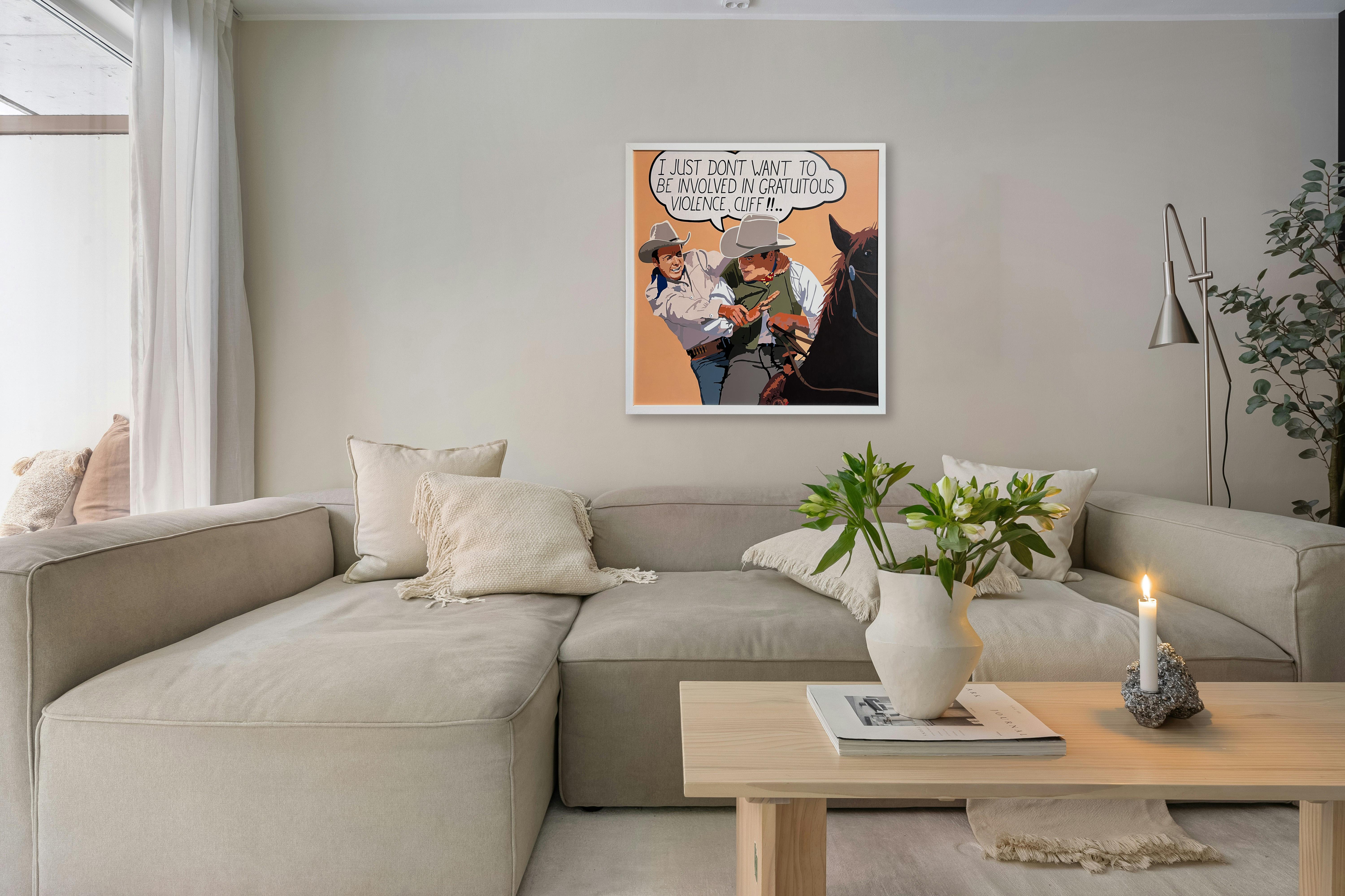 Violence gratuite_Billy Schenck_Huile/Canvas_ Figurative/Text/Pop Western en vente 4