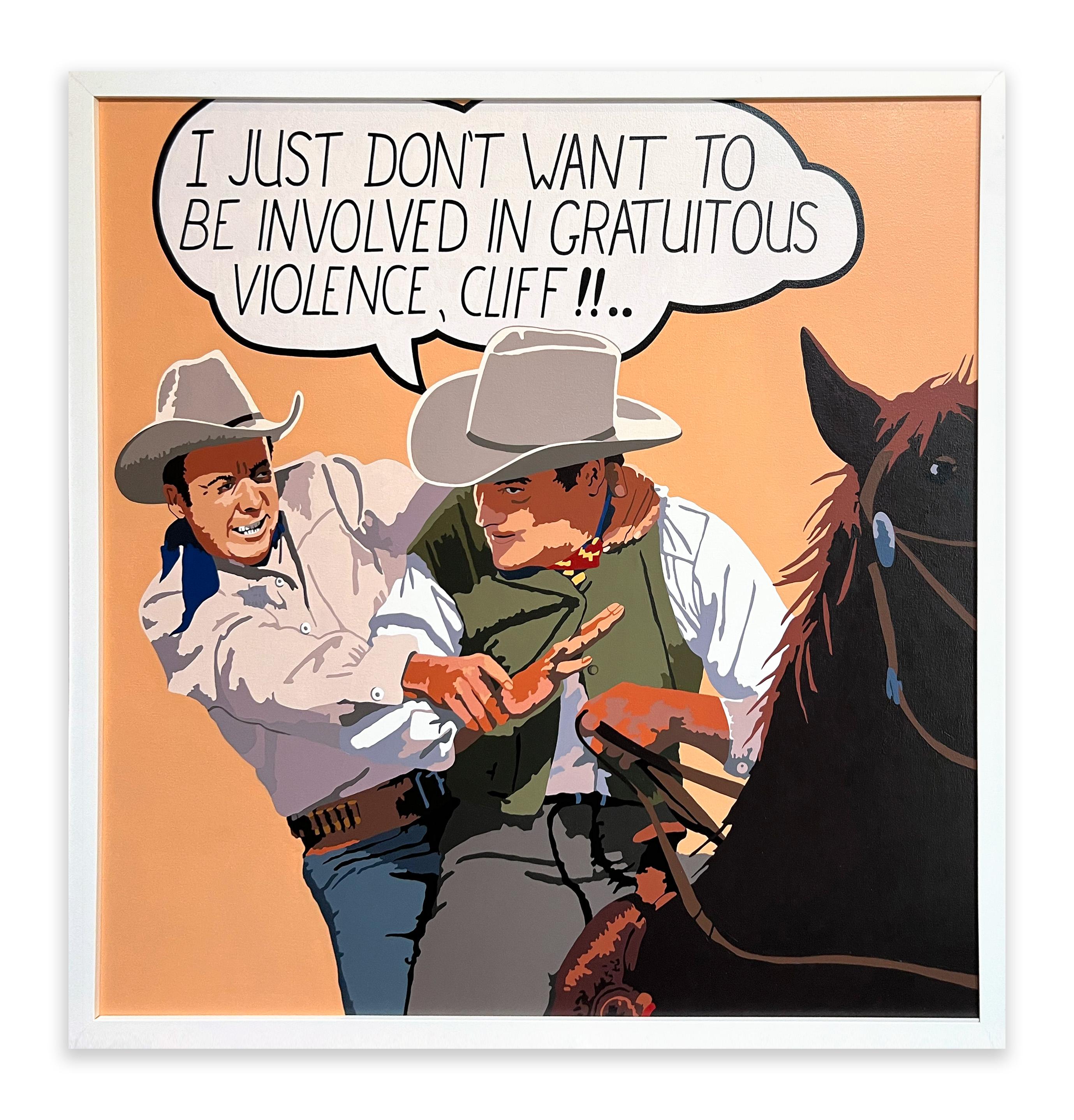 Violence gratuite_Billy Schenck_Huile/Canvas_ Figurative/Text/Pop Western en vente 5