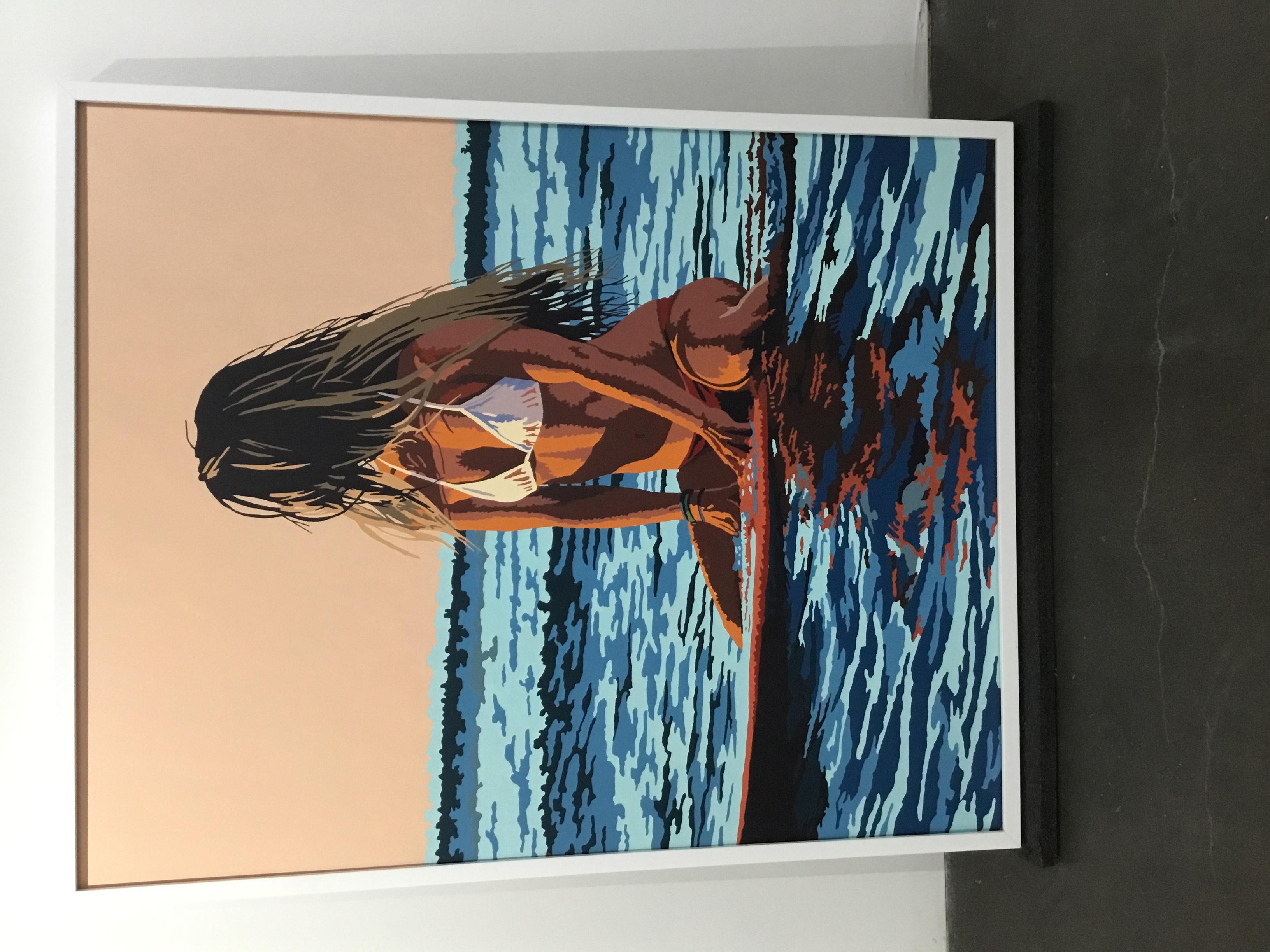 Ragazza surfista X - Painting di Billy Schenck