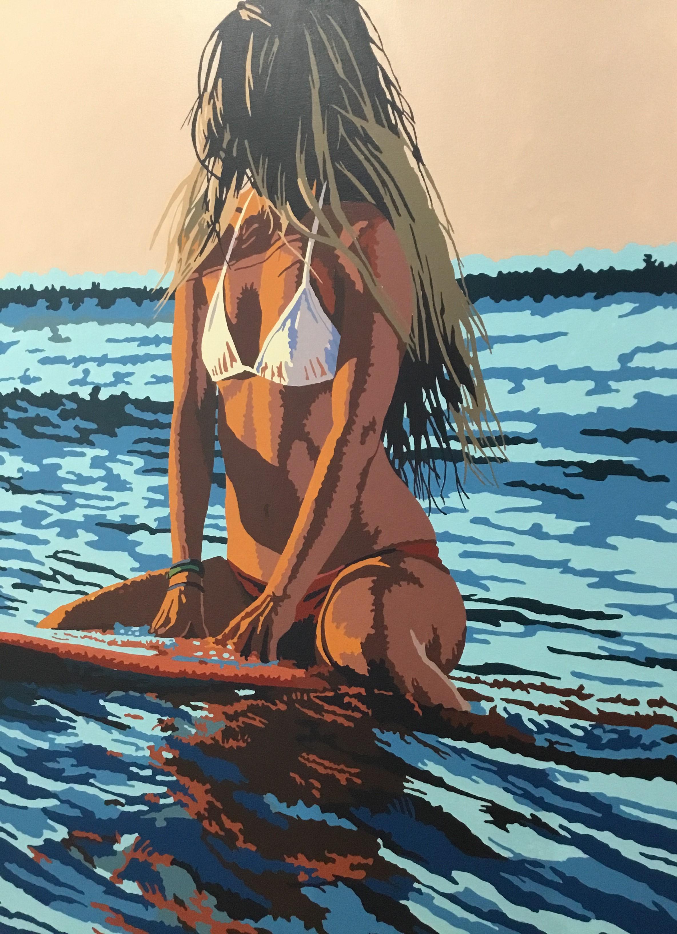 Ragazza surfista X - Painting Pop Art di Billy Schenck