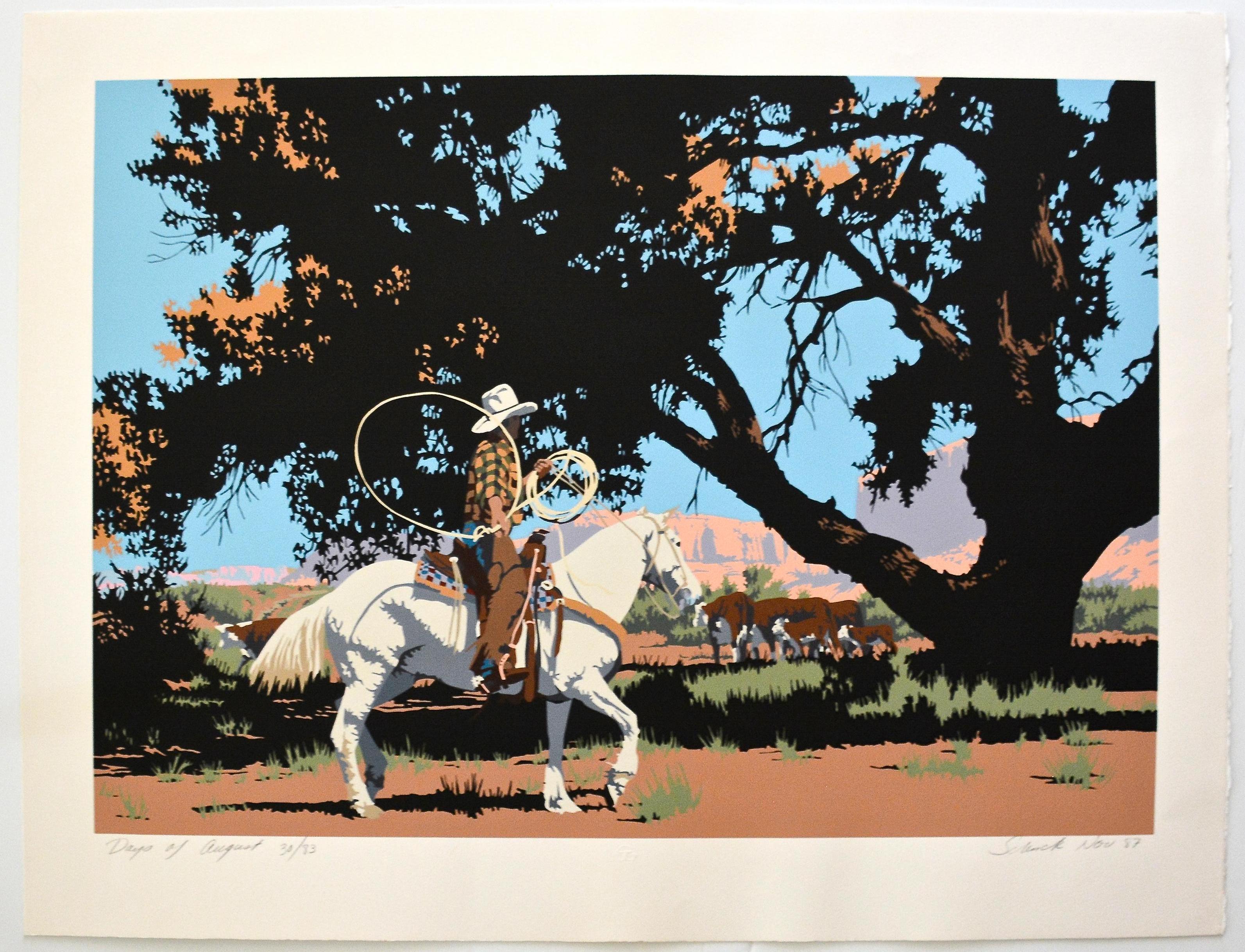 Landscape Print Billy Schenck - Sérigraphie « Days Of August » de Bill Schenck, 20/83, 1987