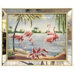 Vintage Billy Seay Airbrush Flamingos Hawaiian Art for Turner