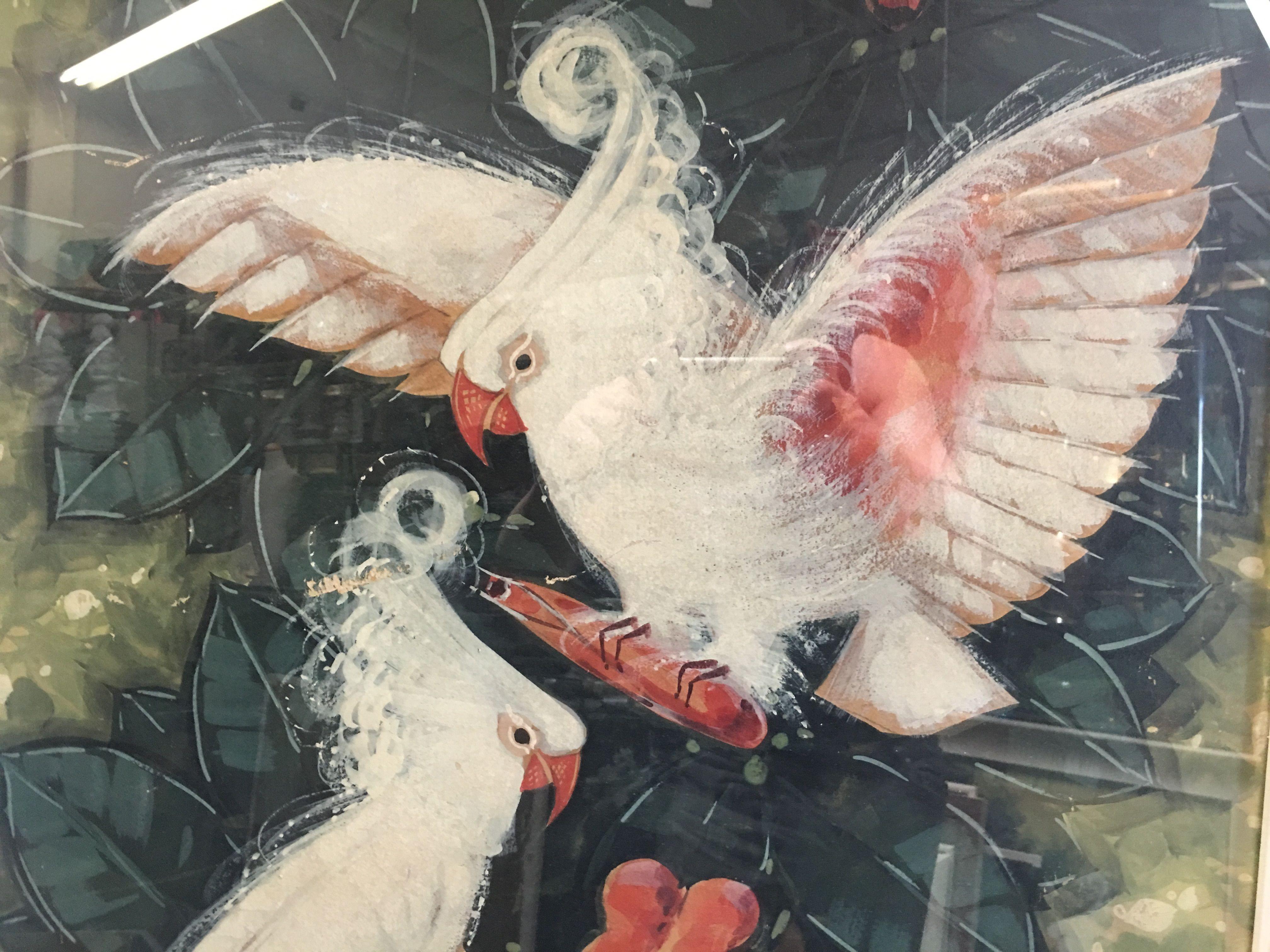 Billy Seay Airbrush Parrots in Original Art for Turner in Original Frame In Excellent Condition In Van Nuys, CA
