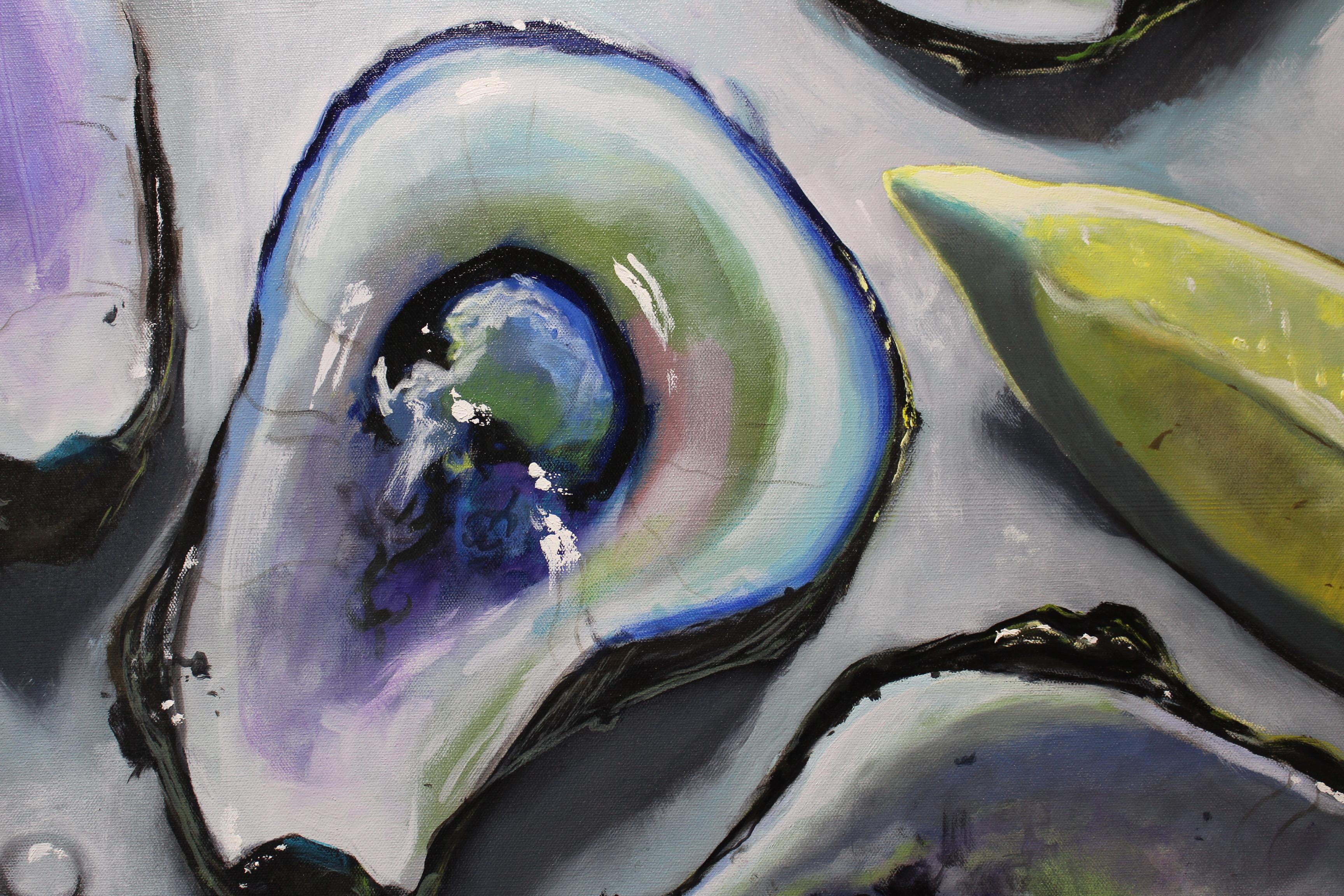 Oyster Shells and Lemons - Painting by Billy Solitario