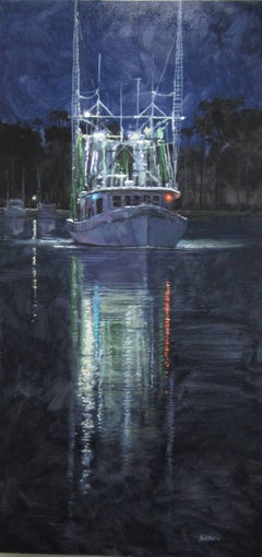 Shrimp Boat Heading Out original oil by Billy Solitario